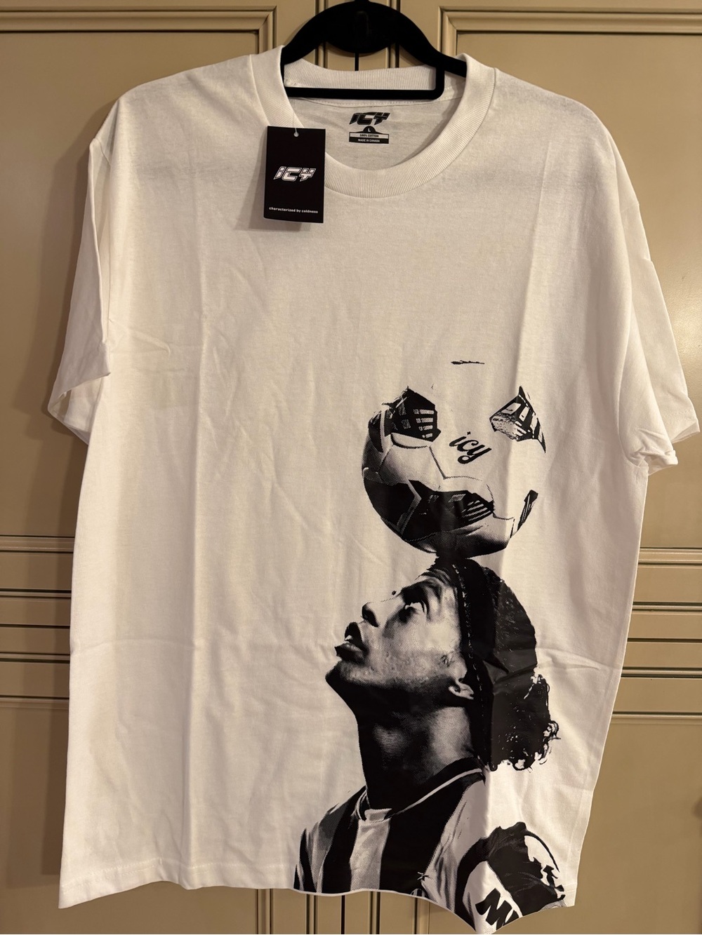NWT ICY Christiano Ronaldinho 10 Graphic Soccer Player Tee T-shirt FIFA SHIRT Lg